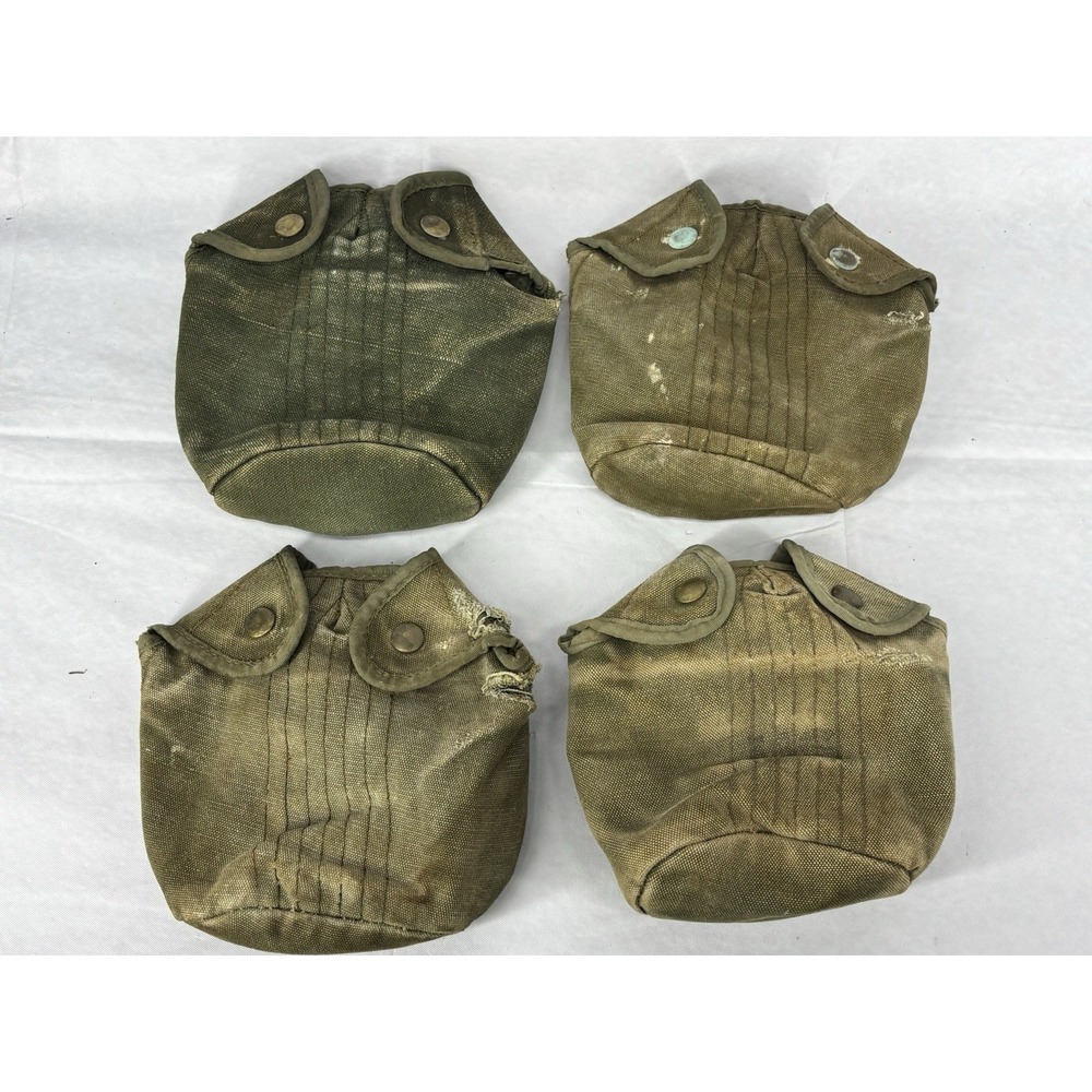 Genuine US Vietnam War M1956 Canteen Cover Military Lot of 4 M-1956 Needs Repair